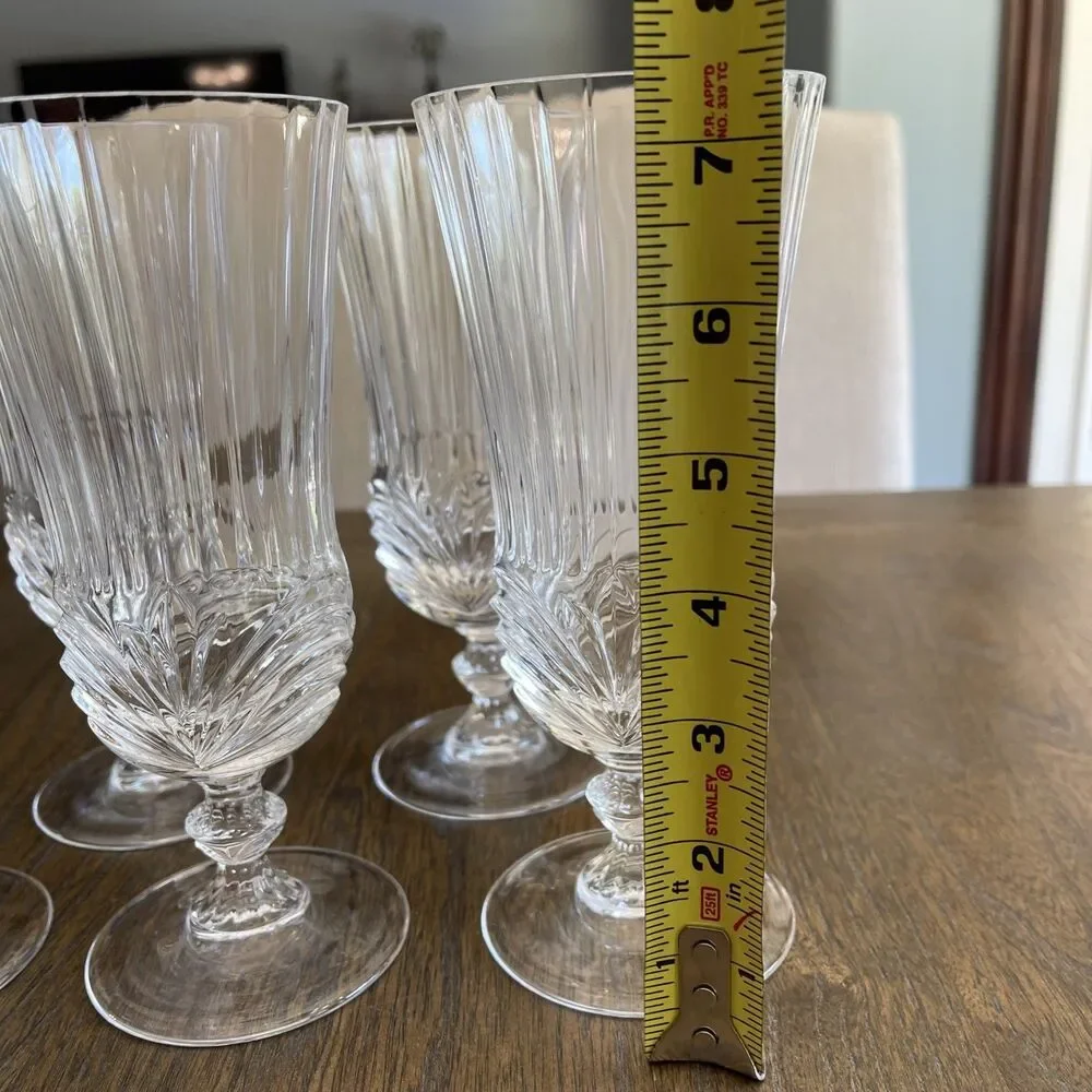 Vintage Royal Crystal Rock Aurea Optic Iced Tea Water Glass Ribbed Stemware